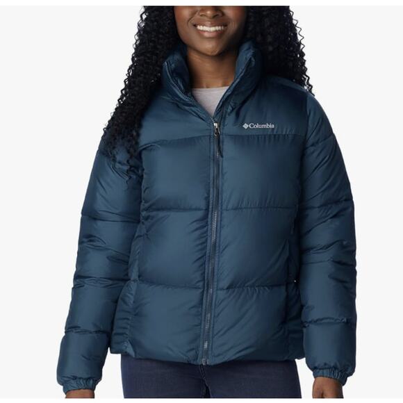 Columbia Women's Puffet Jacket Size S Green Blue Winter Warm Night Wave $180 - Picture 1 of 7